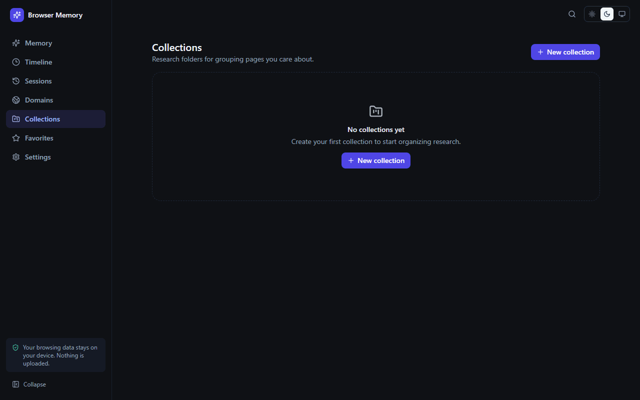 Collections — manual research folders