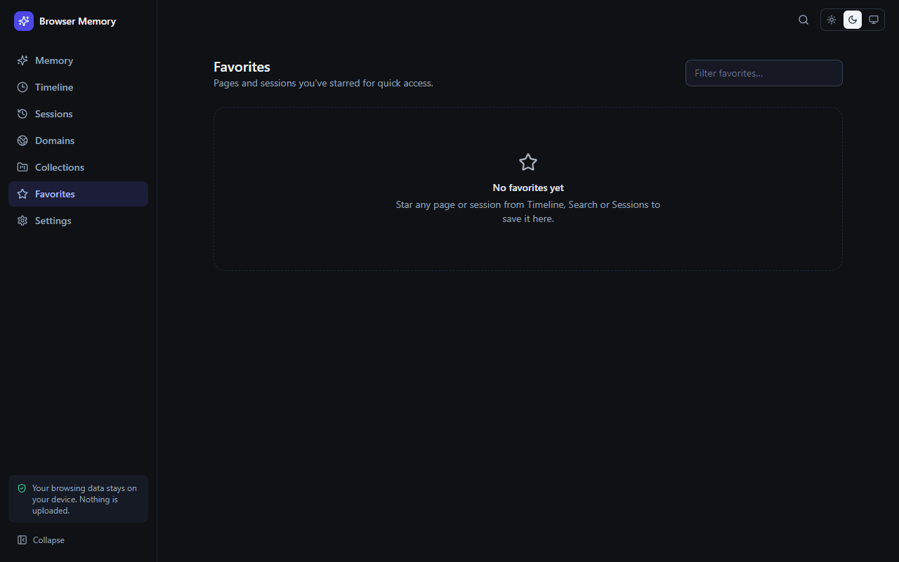 Favorites — starred pages found instantly